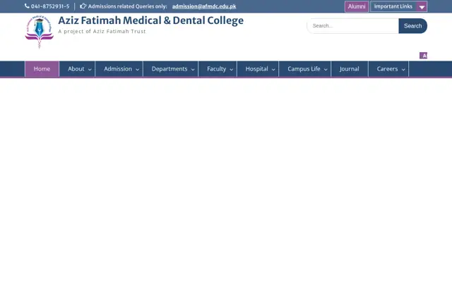 Aziz Fatimah Medical & Dental College official website homepage preview