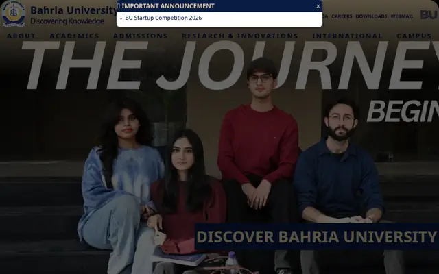 Bahria University Health Sciences Campus official website homepage preview