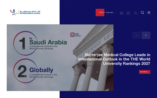 Batterjee Medical College official website homepage preview