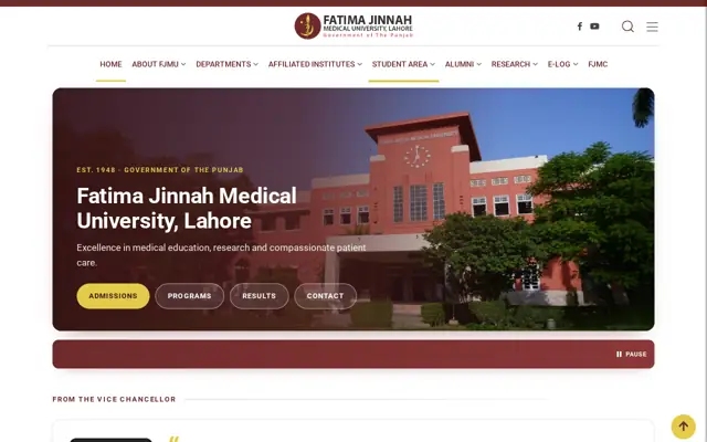 Fatima Jinnah Medical University official website homepage preview