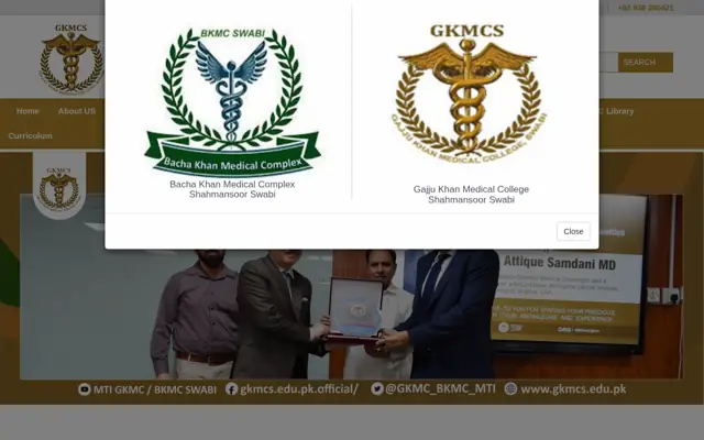 Gajju Khan Medical College official website homepage preview
