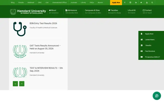 Hamdard College of Medicine & Dentistry official website homepage preview