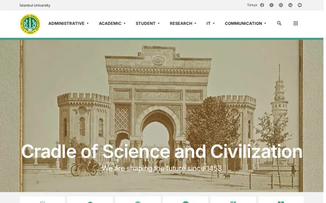 Istanbul University official website homepage preview