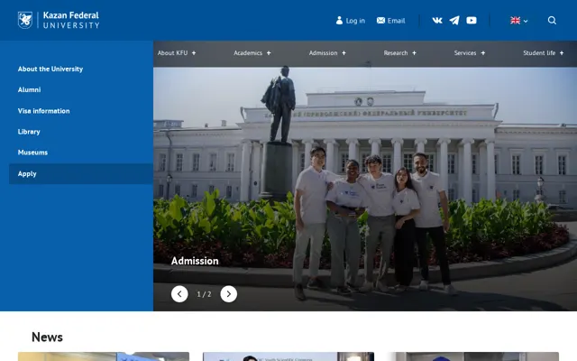Kazan Federal University official website homepage preview