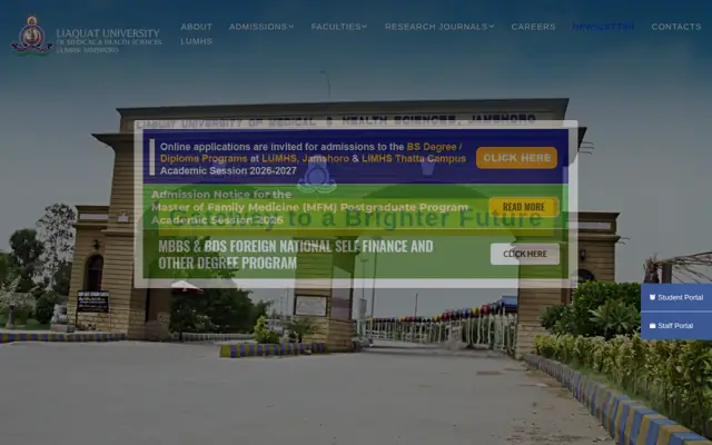 Liaquat University of Medical & Health Sciences official website homepage preview