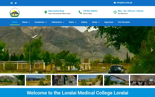 Loralai Medical College official website homepage preview