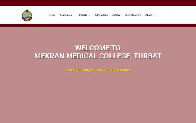 Makran Medical College official website homepage preview