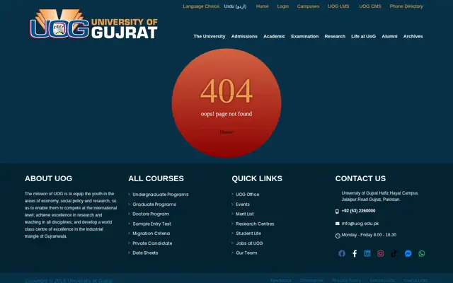 Nawaz Sharif Medical College official website homepage preview