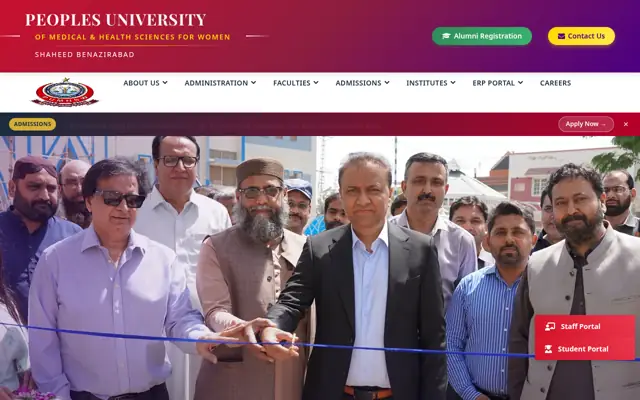 Peoples University of Medical & Health Sciences for Women official website homepage preview
